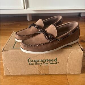 L.L. Bean Brown Leather Boat Shoes with Moccasin Stitching